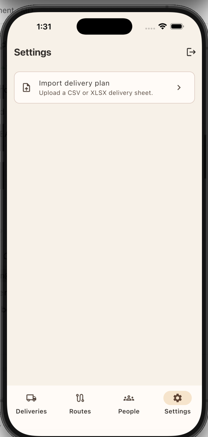 Bakery Delivery route detail screen